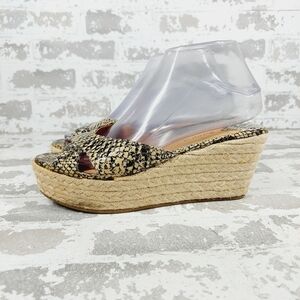 Zigila Esthero Snakeskin Espadrille Wedges Open Toe Slip On Wedge Sandals A587